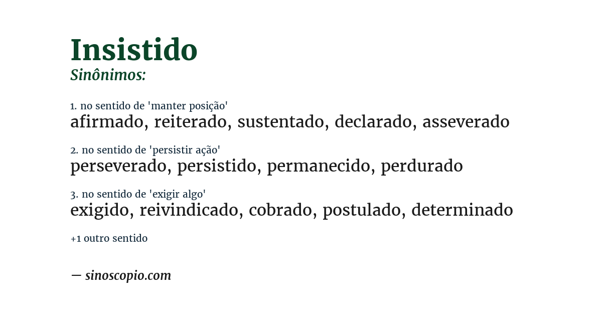 Sinônimo de insistido