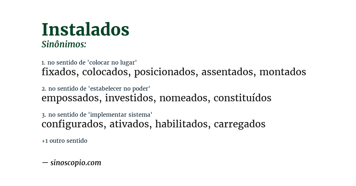 Sinônimo de instalados