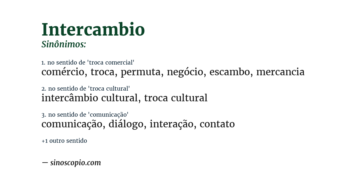 Sinônimo de intercambio