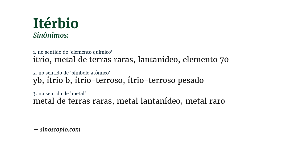 Sinônimo de itérbio