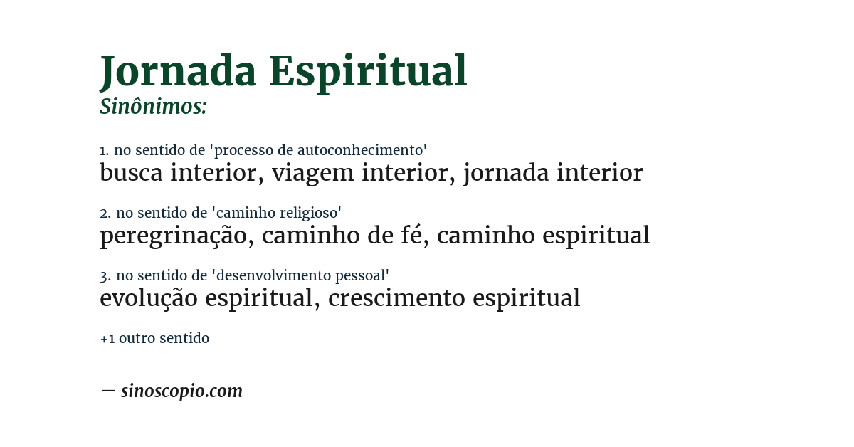 Sinônimo de jornada espiritual