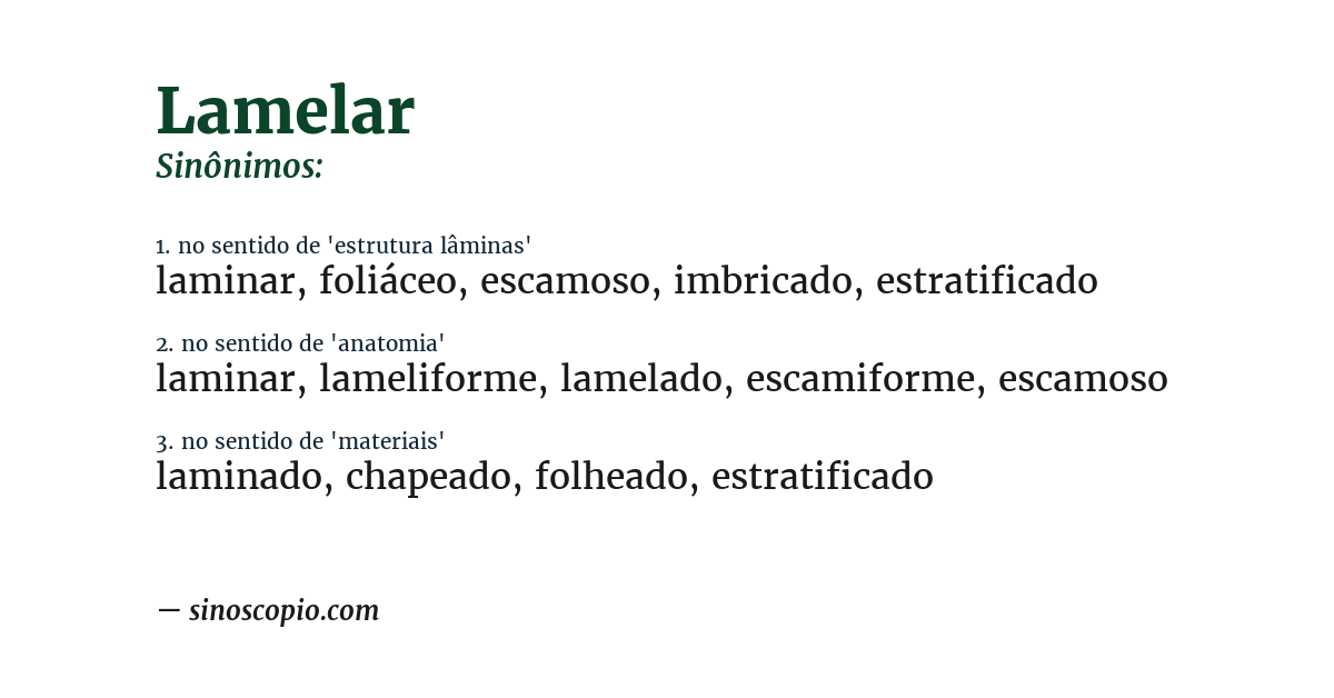 Sinônimo de lamelar