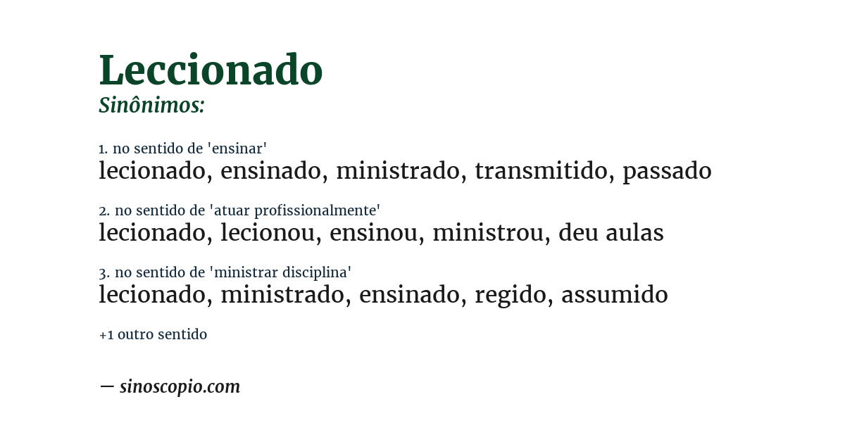 Sinônimo de leccionado