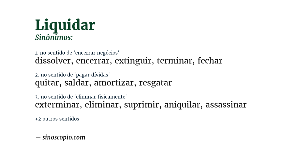 Sinônimo de liquidar