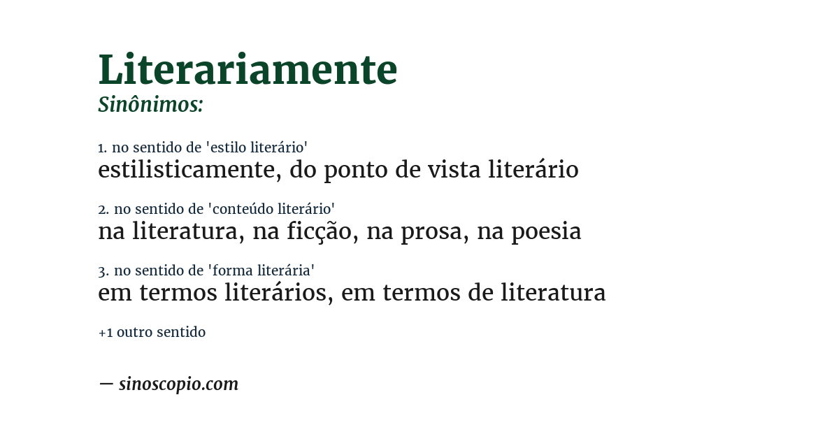 Sinônimo de literariamente