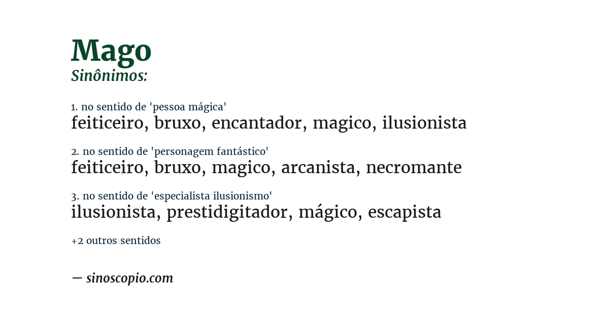 Sinônimo de mago