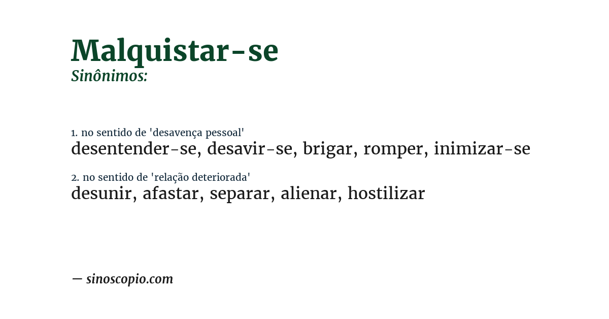 Sinônimo de malquistar-se