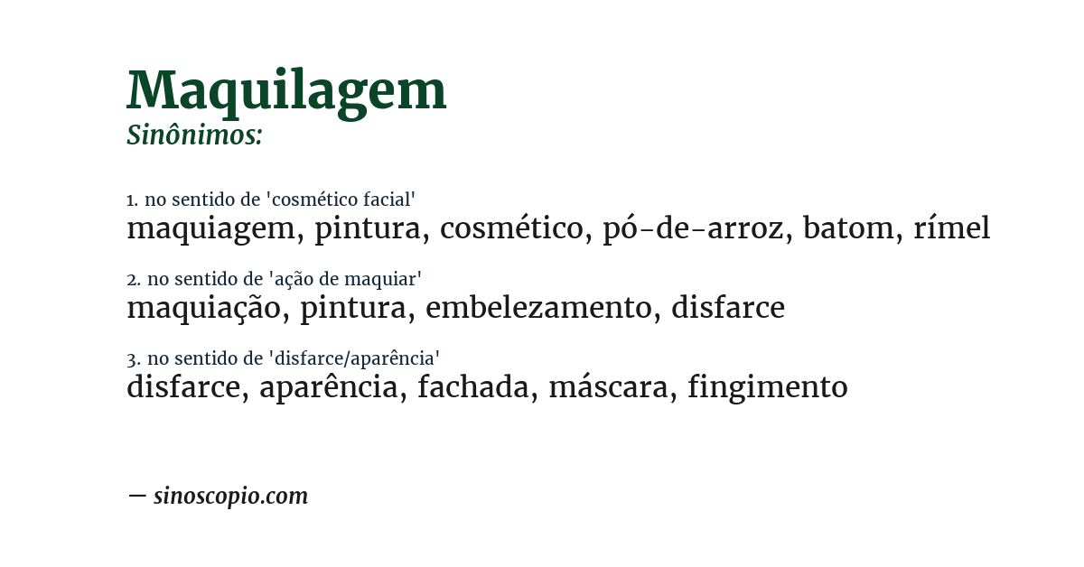 Sinônimo de maquilagem