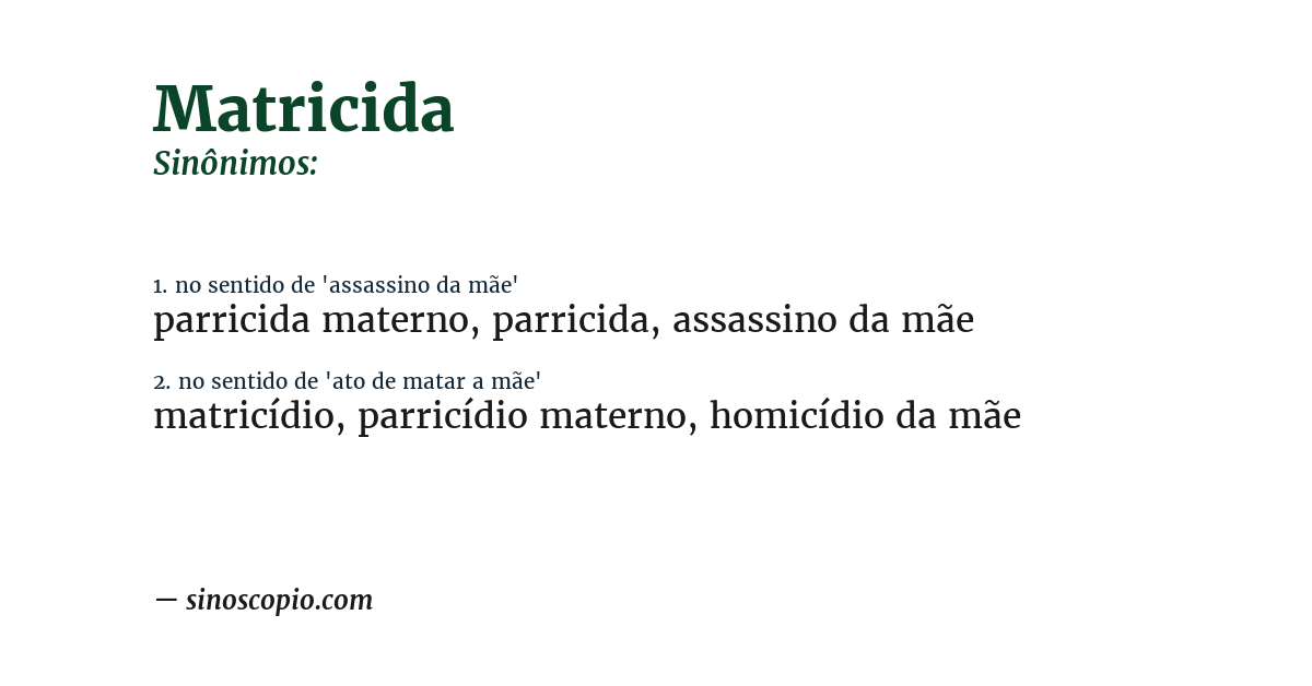 Sinônimo de matricida