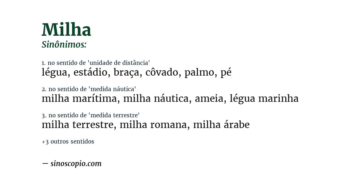 Sinônimo de milha