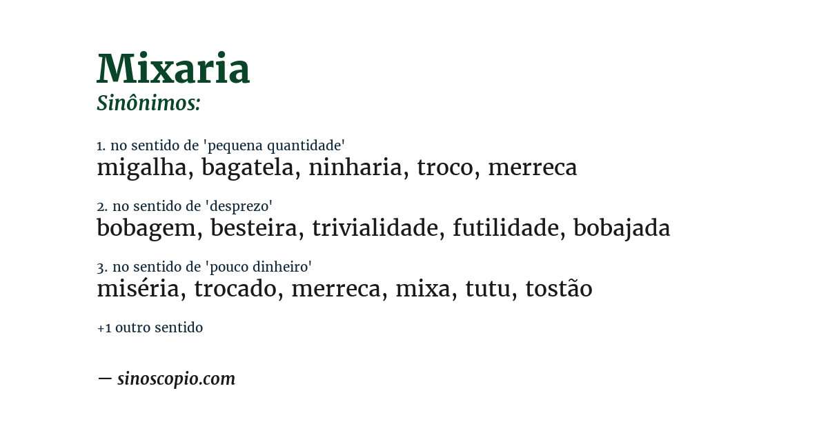 Sinônimo de mixaria