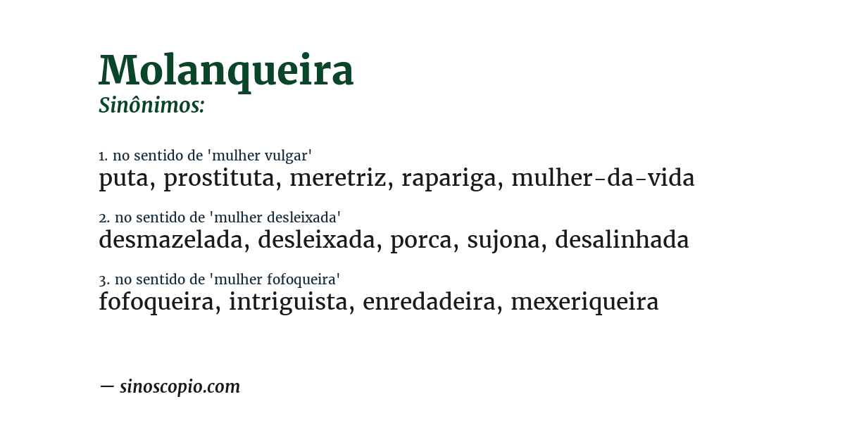 Sinônimo de molanqueira