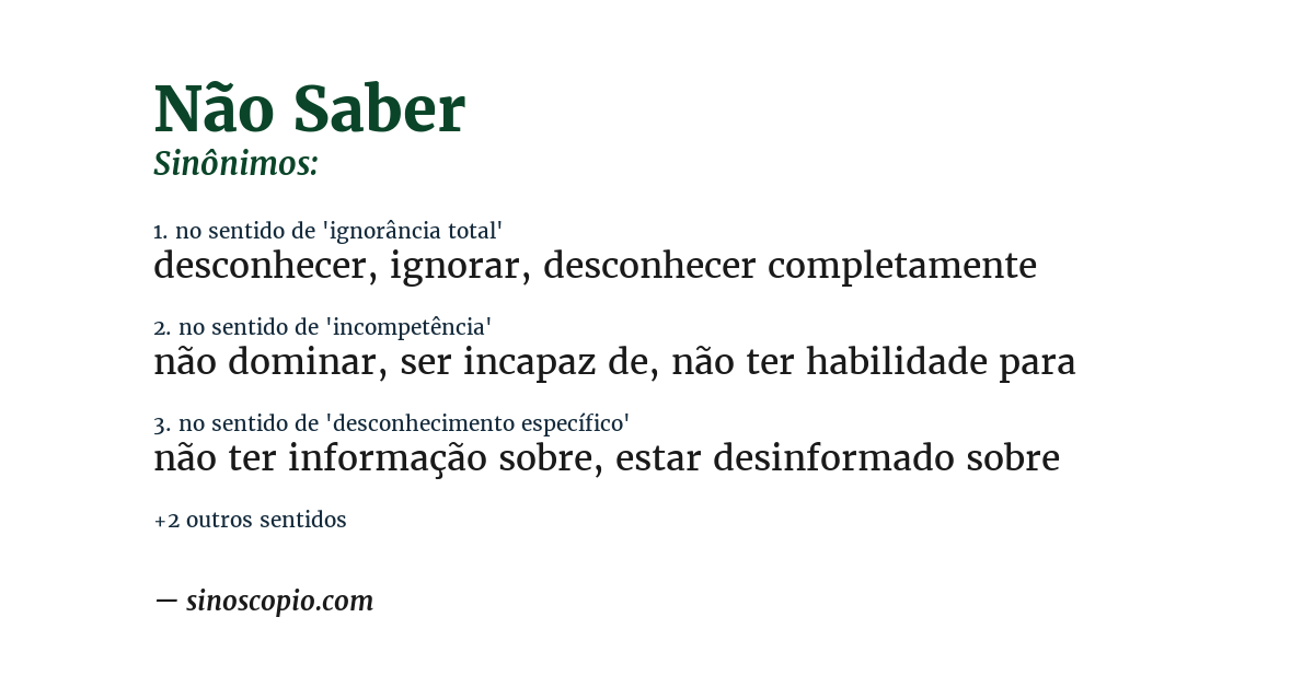 Sinônimo de não saber