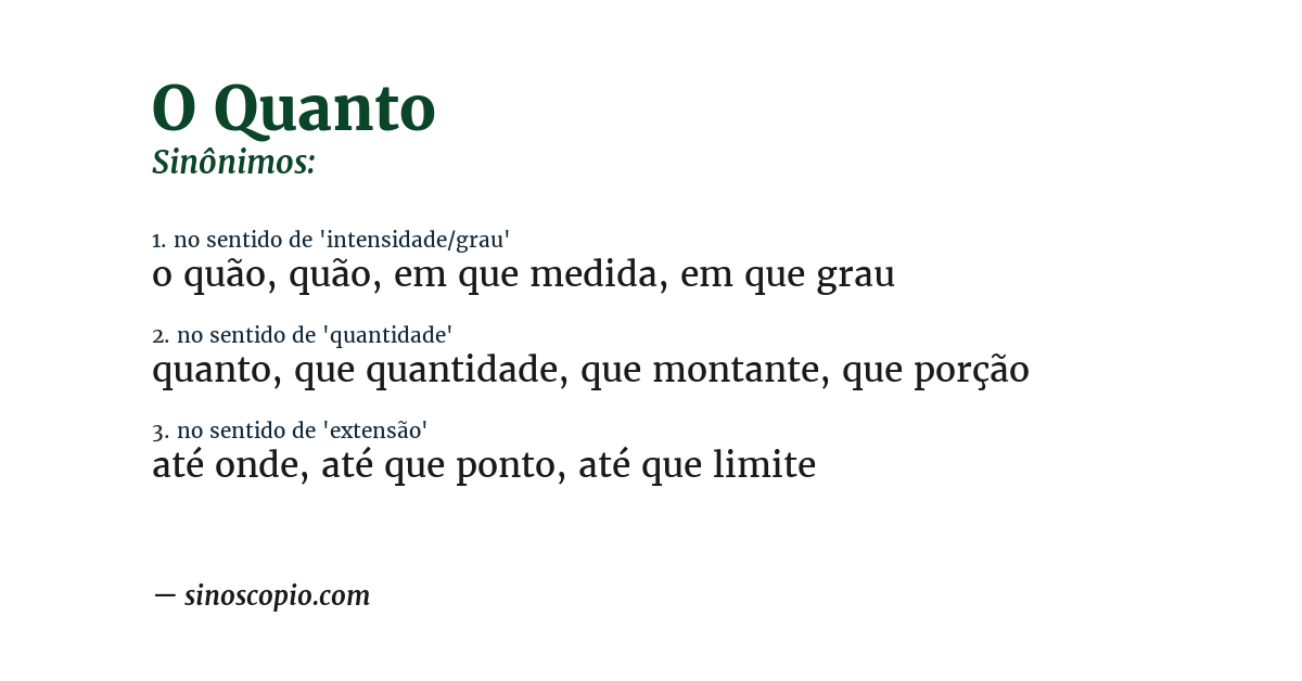 Sinônimo de o quanto