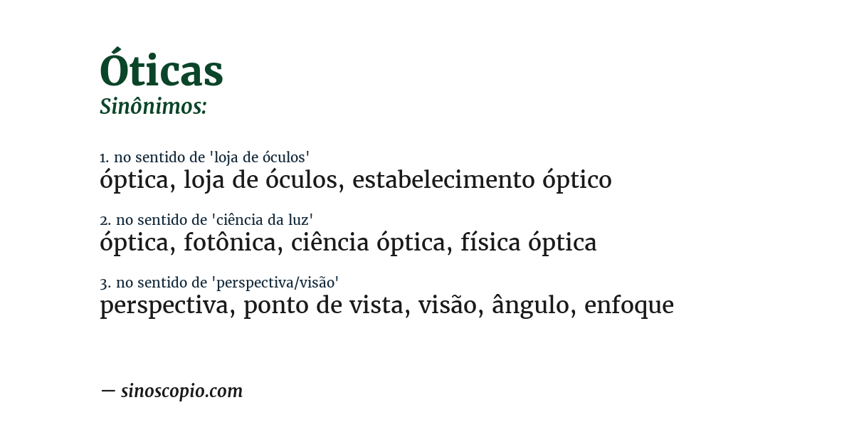 Sinônimo de óticas