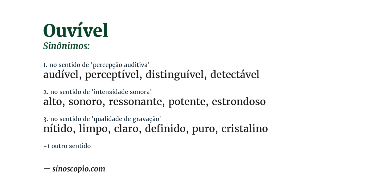 Sinônimo de ouvível