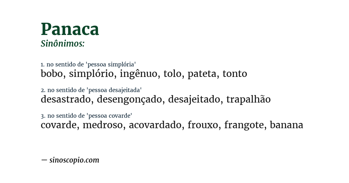 Sinônimo de panaca