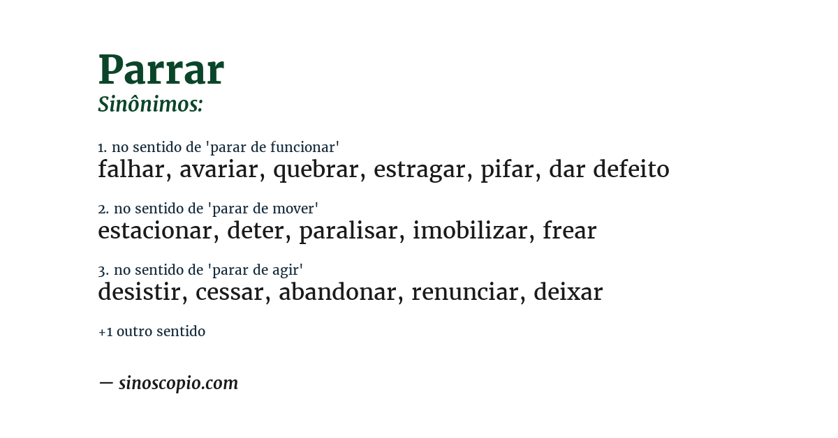 Sinônimo de parrar
