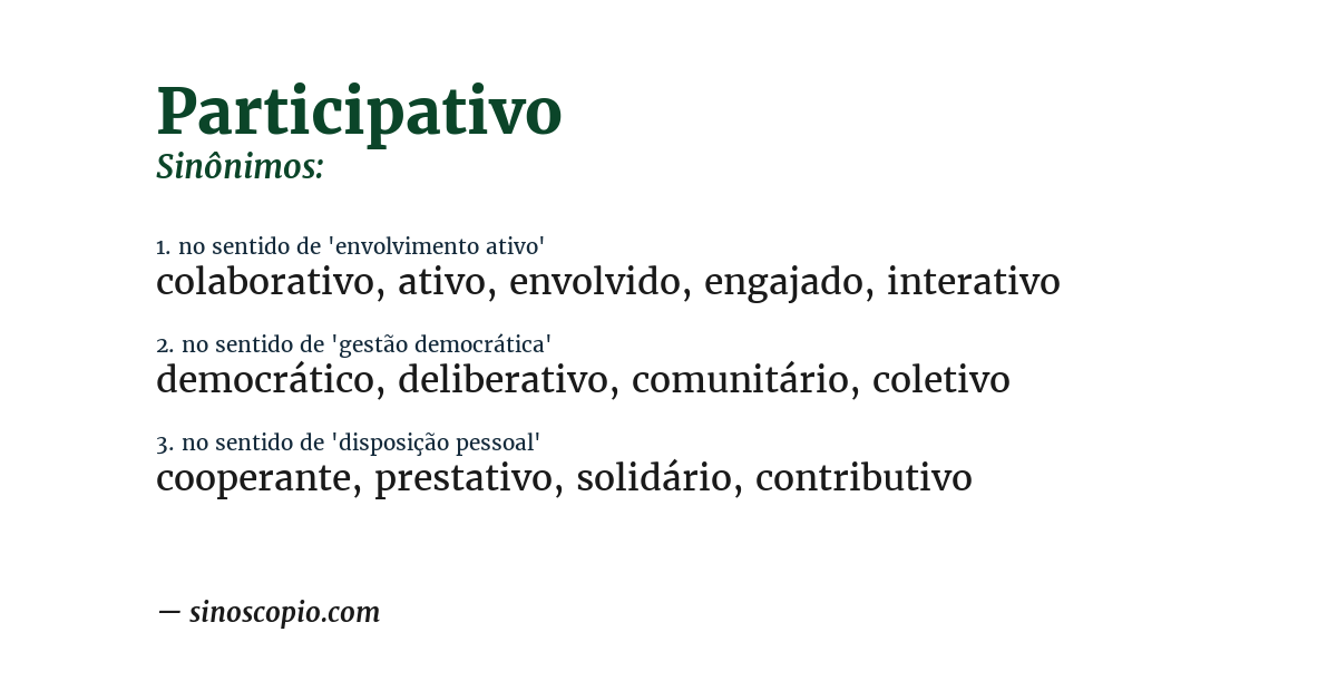 Sinônimo de participativo