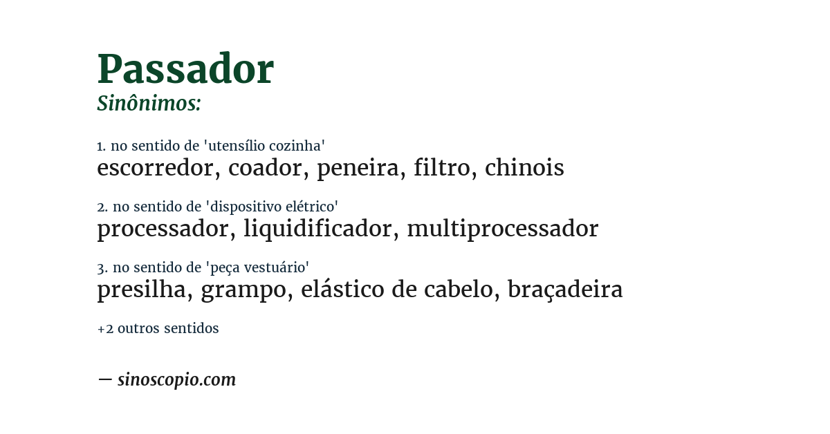 Sinônimo de passador