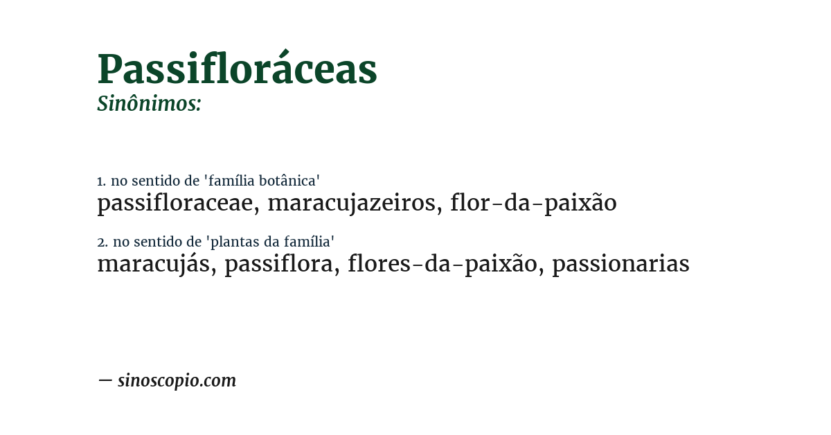Sinônimo de passifloráceas