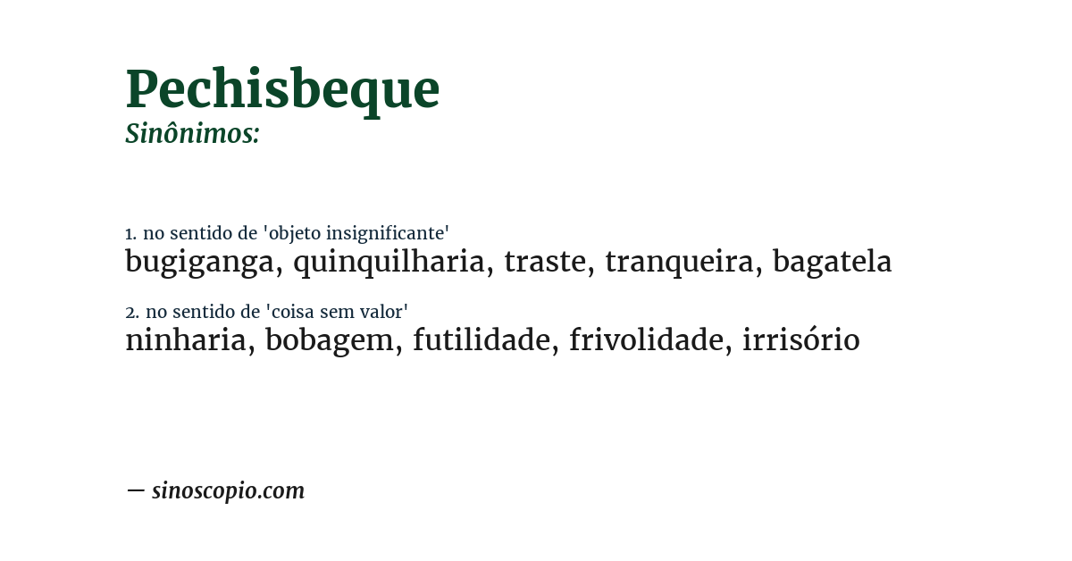 Sinônimo de pechisbeque