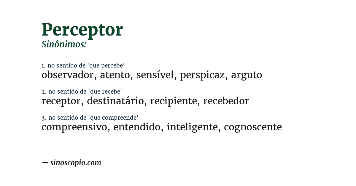 Sinônimo de perceptor