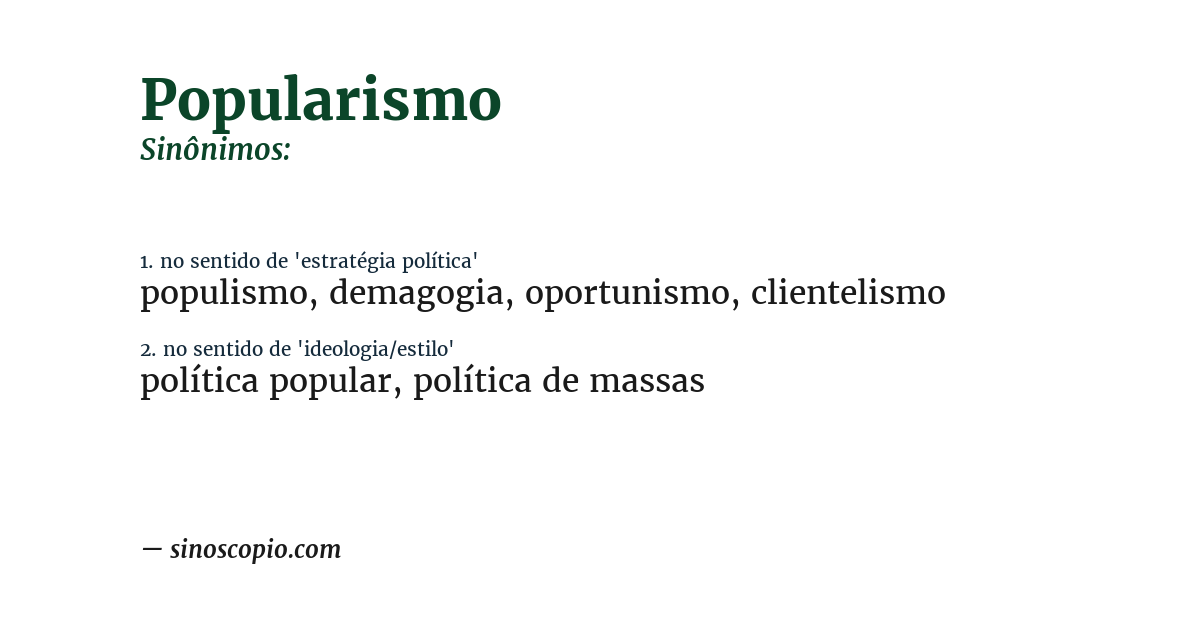 Sinônimo de popularismo
