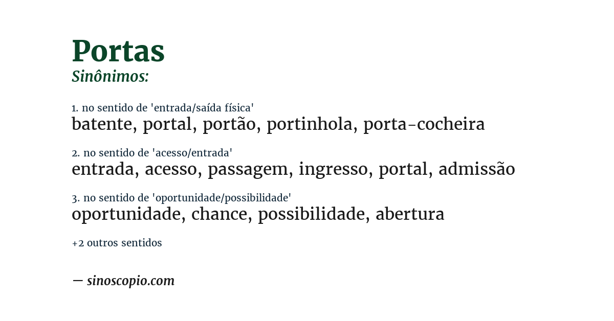 Sinônimo de portas