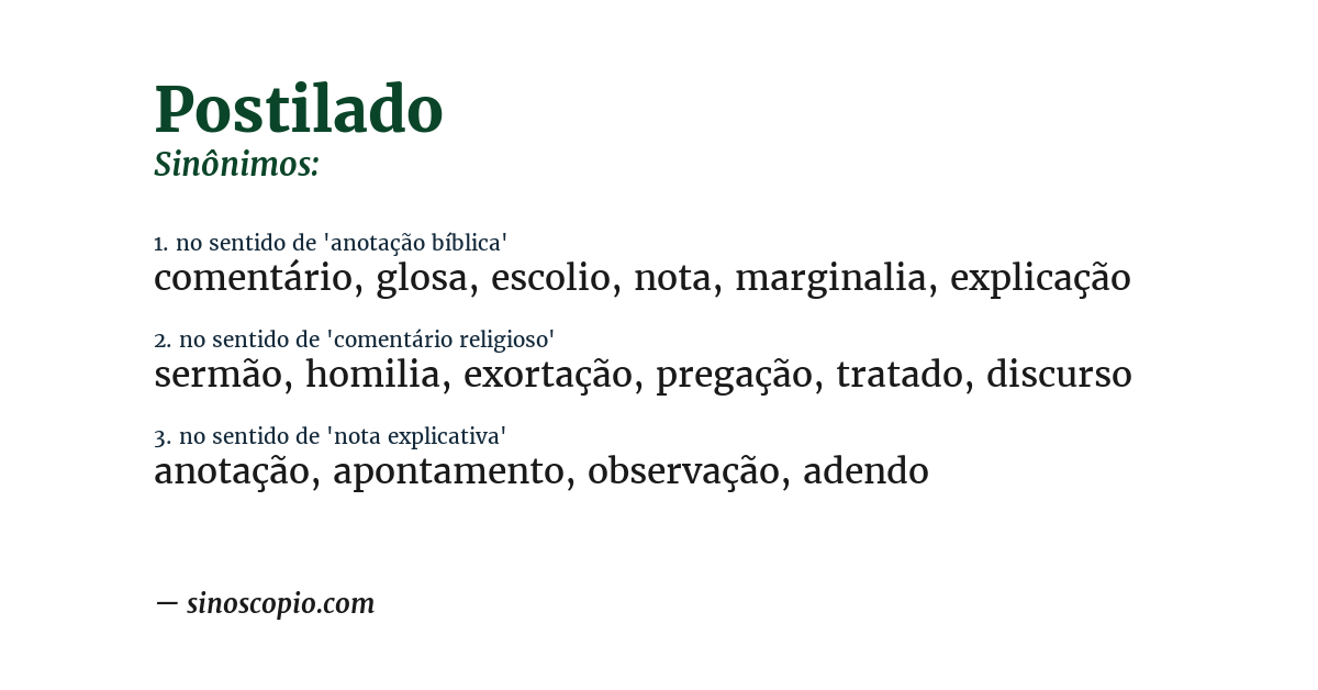 Sinônimo de postilado