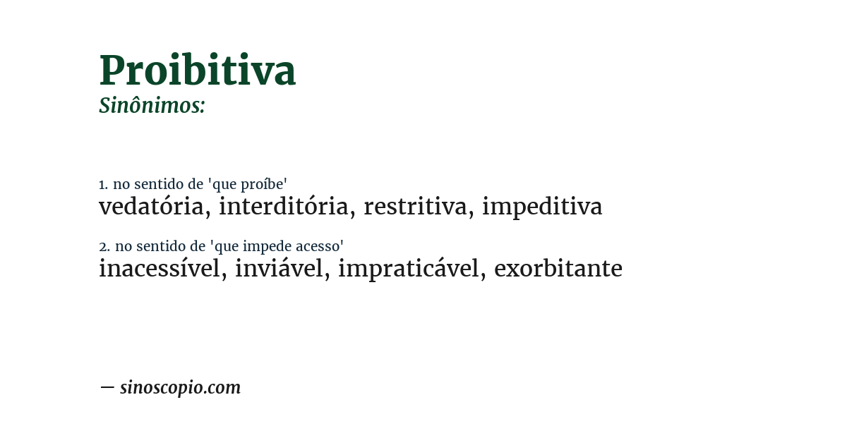 Sinônimo de proibitiva