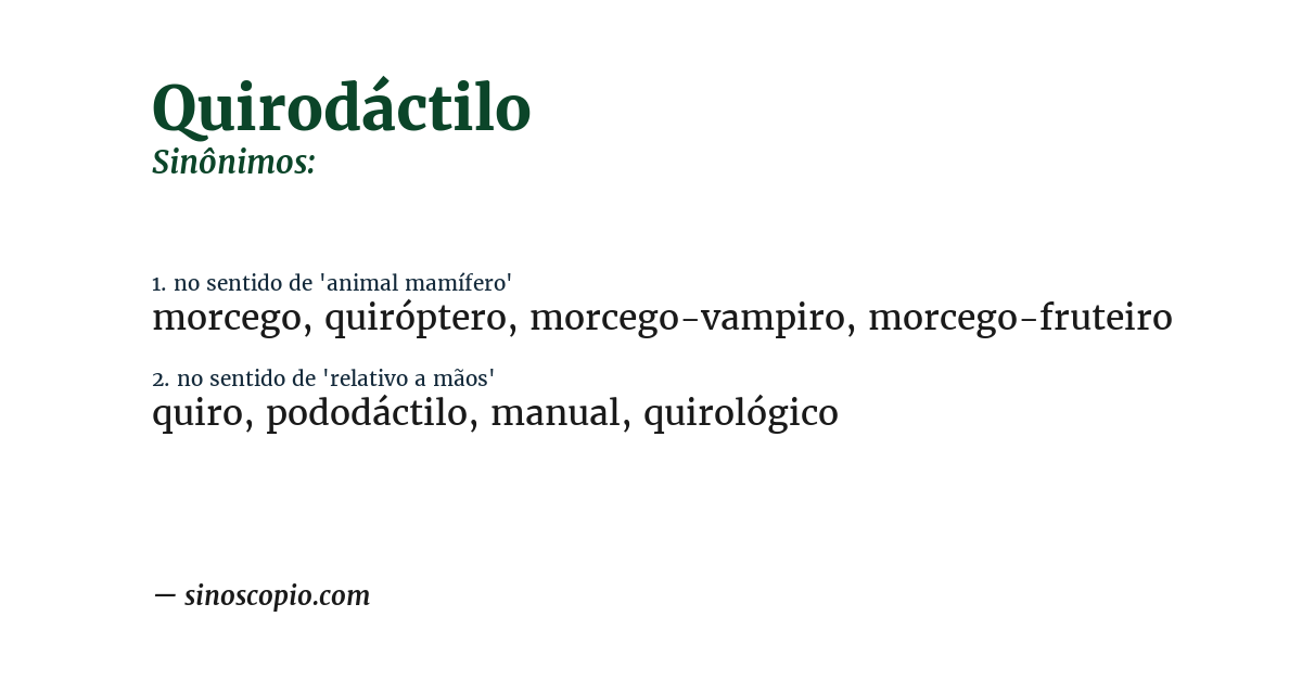 Sinônimo de quirodáctilo