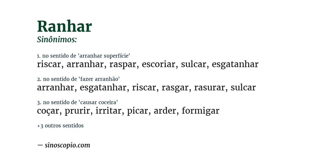 Sinônimo de ranhar