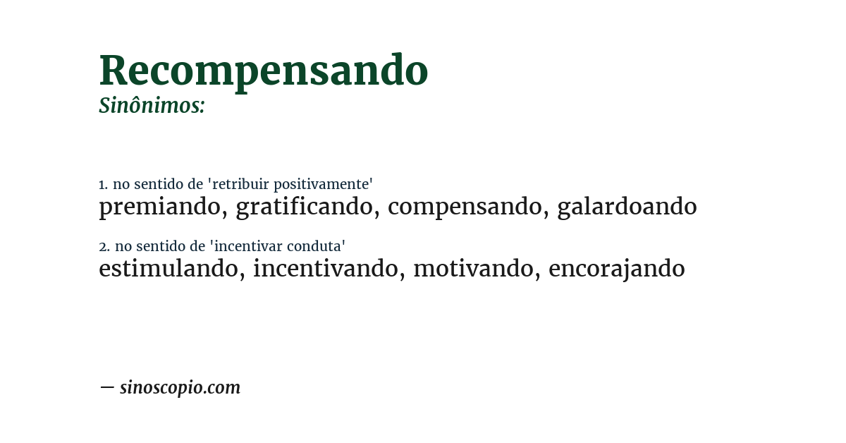 Sinônimo de recompensando