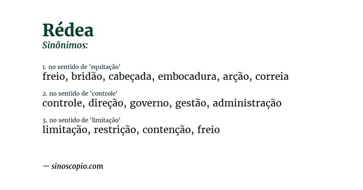 Sinônimo de rédea