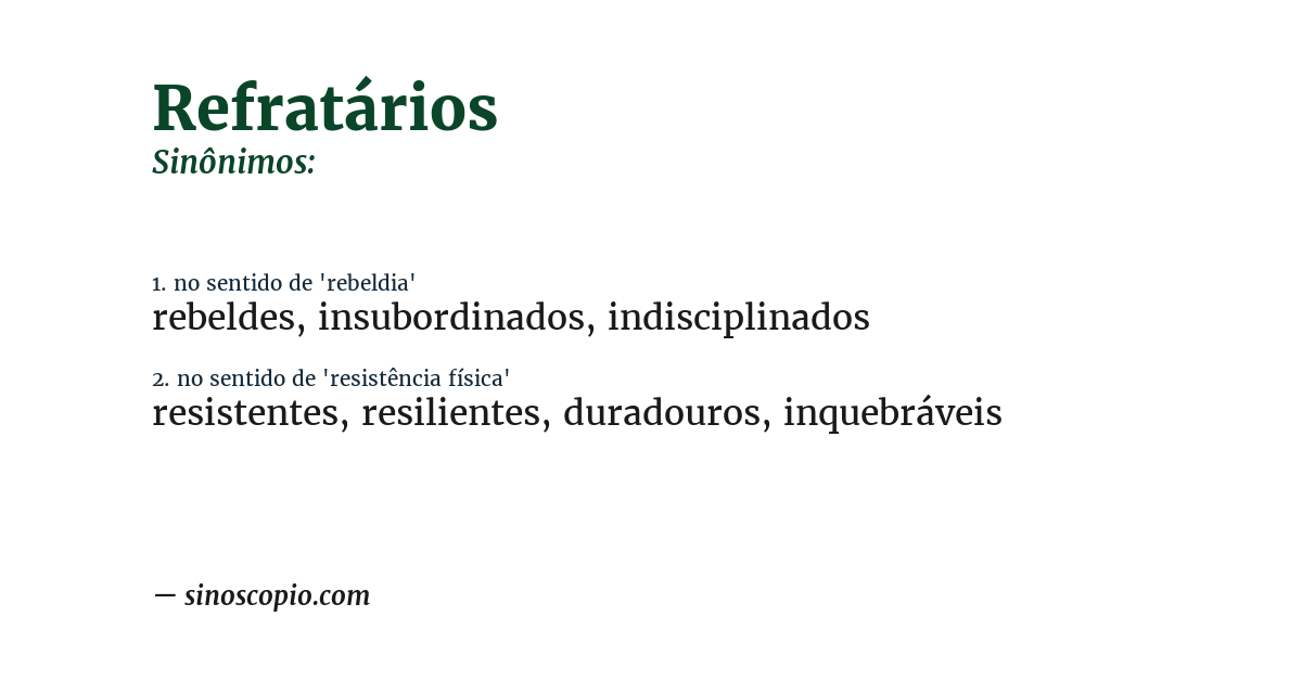Sinônimo de refratários