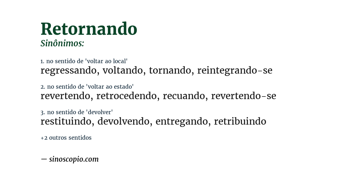 Sinônimo de retornando