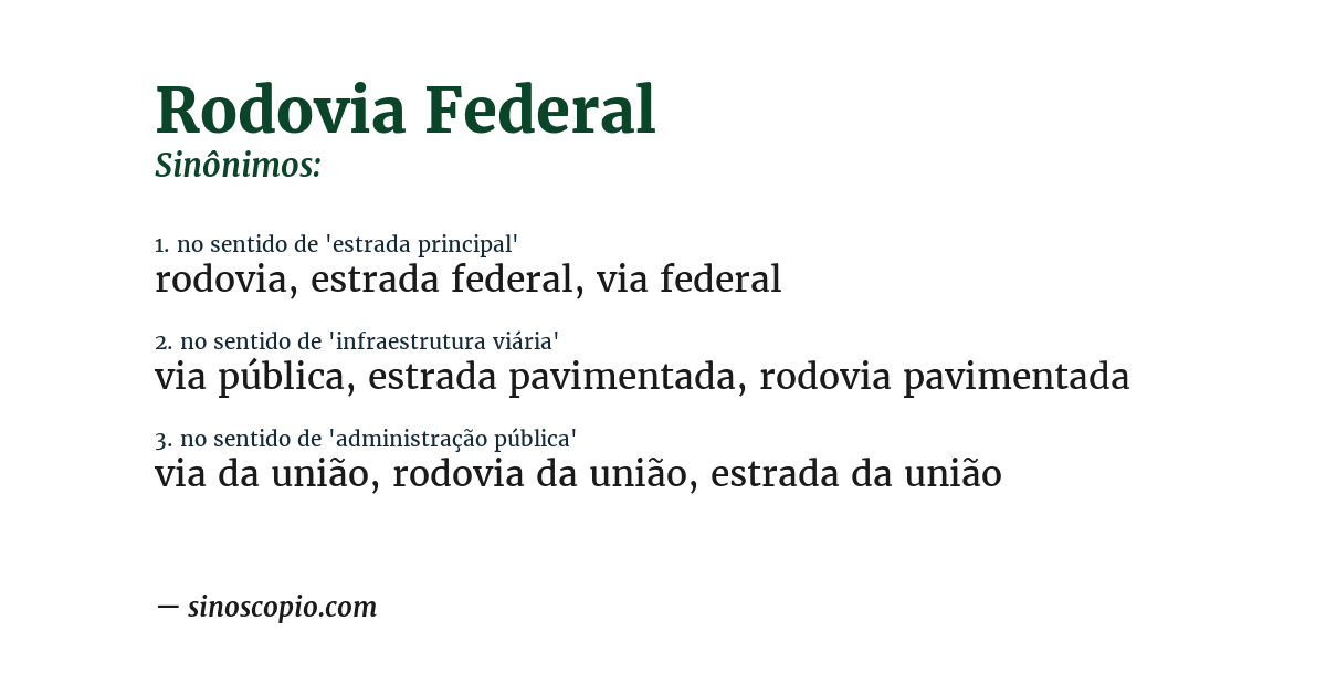 Sinônimo de rodovia federal