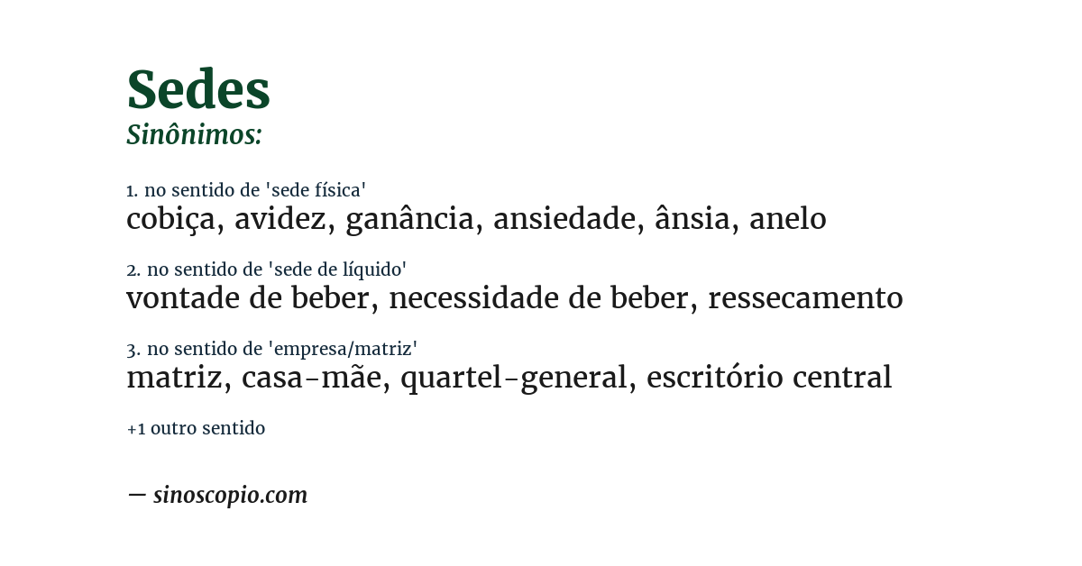 Sinônimo de sedes