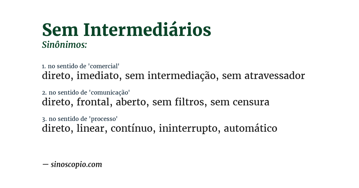 Sinônimo de sem intermediários