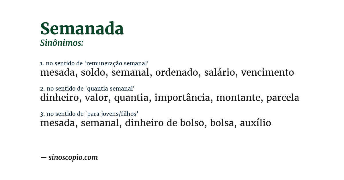 Sinônimo de semanada