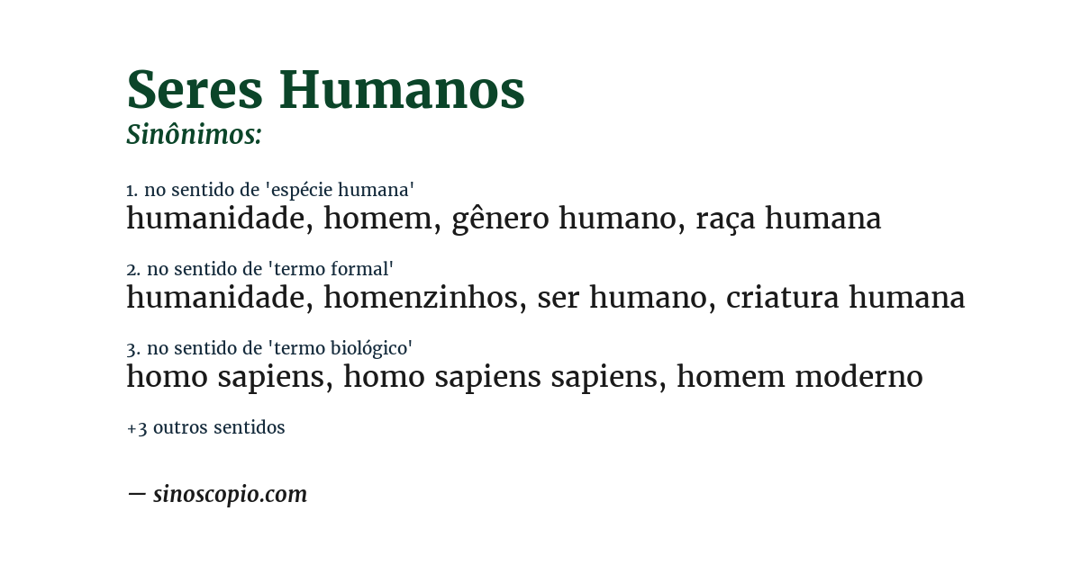 Sinônimo de seres humanos