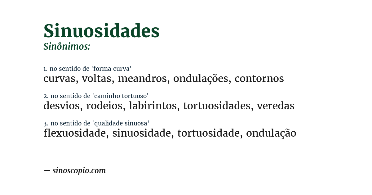 Sinônimo de sinuosidades