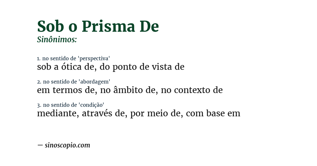 Sinônimo de sob o prisma de