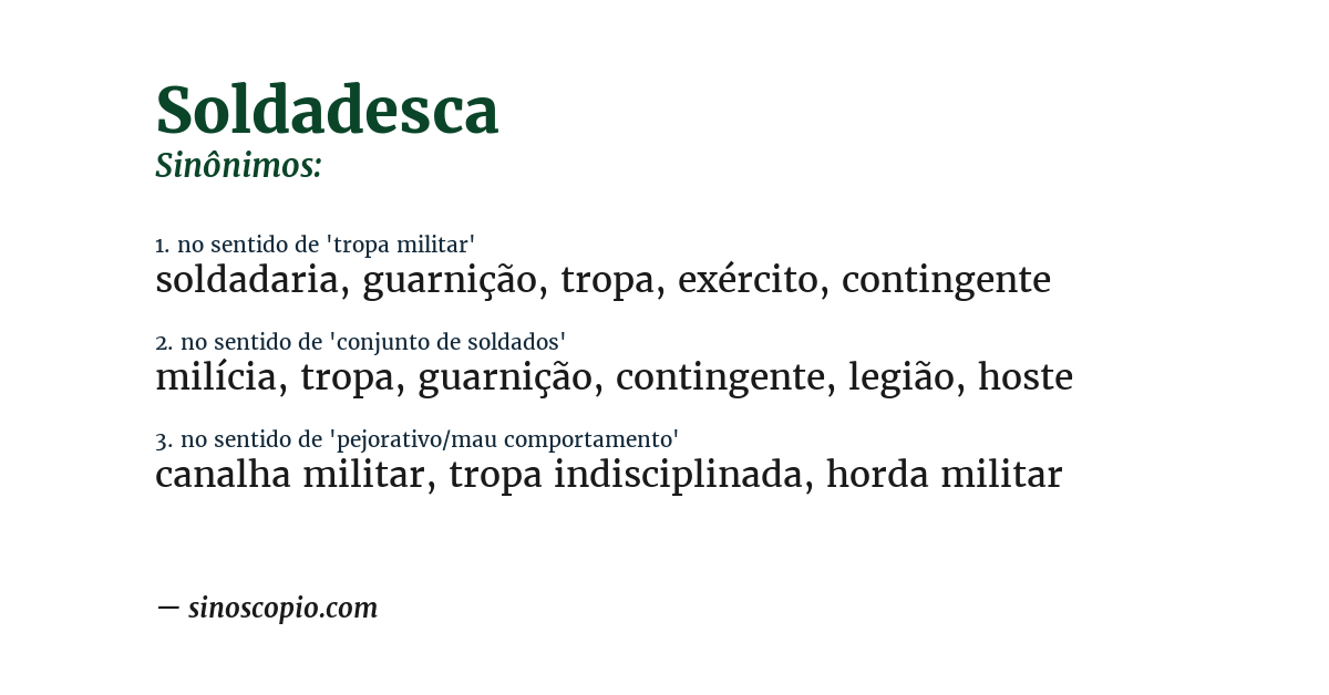 Sinônimo de soldadesca