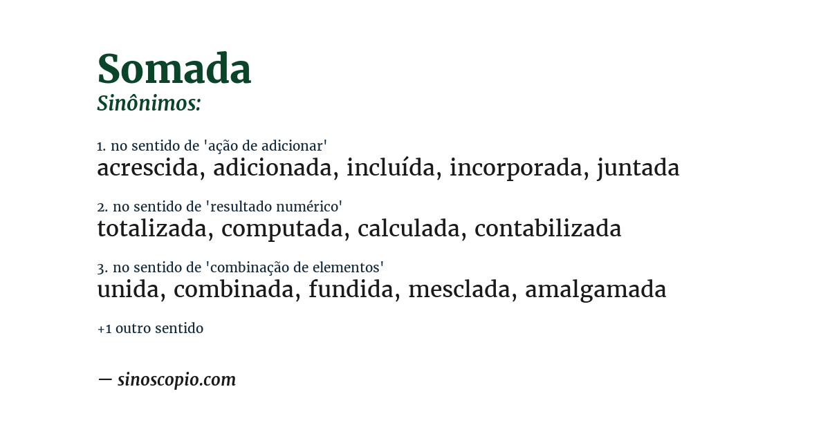 Sinônimo de somada