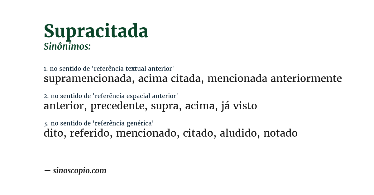 Sinônimo de supracitada