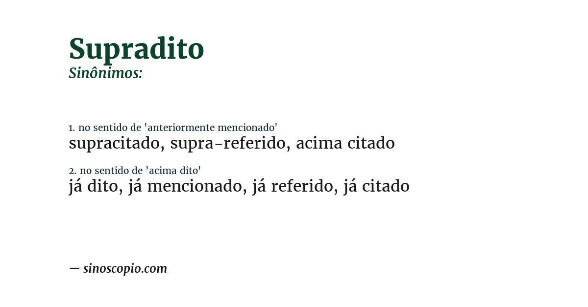 Sinônimo de supradito