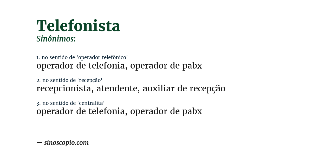 Sinônimo de telefonista