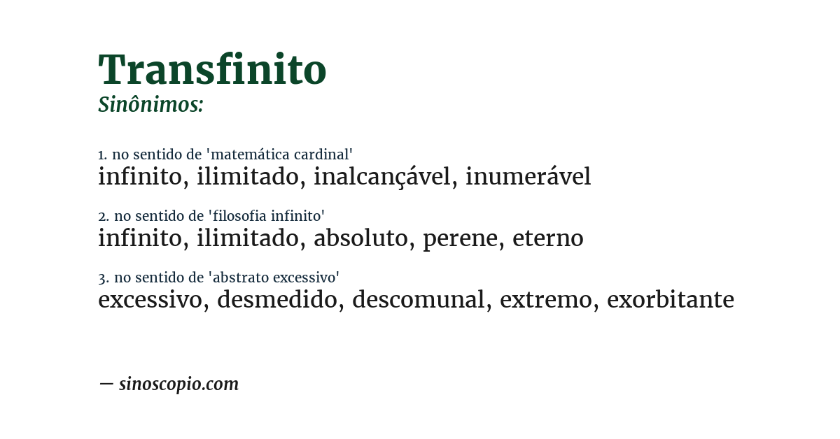 Sinônimo de transfinito